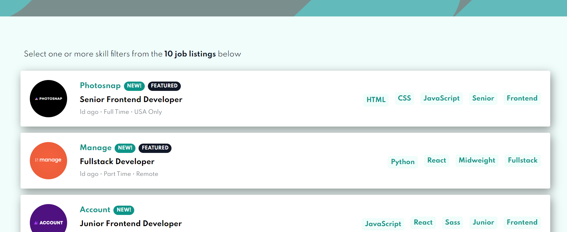 Job Listings with Filtering